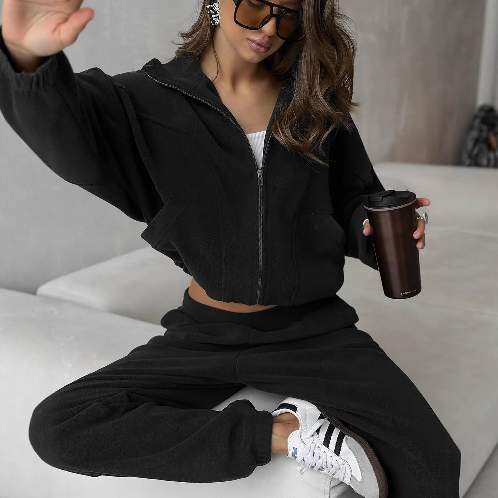 Women's Long Sleeve Open Front Cardigan and Pants Set Casual Sporty Two-Piece Outfit