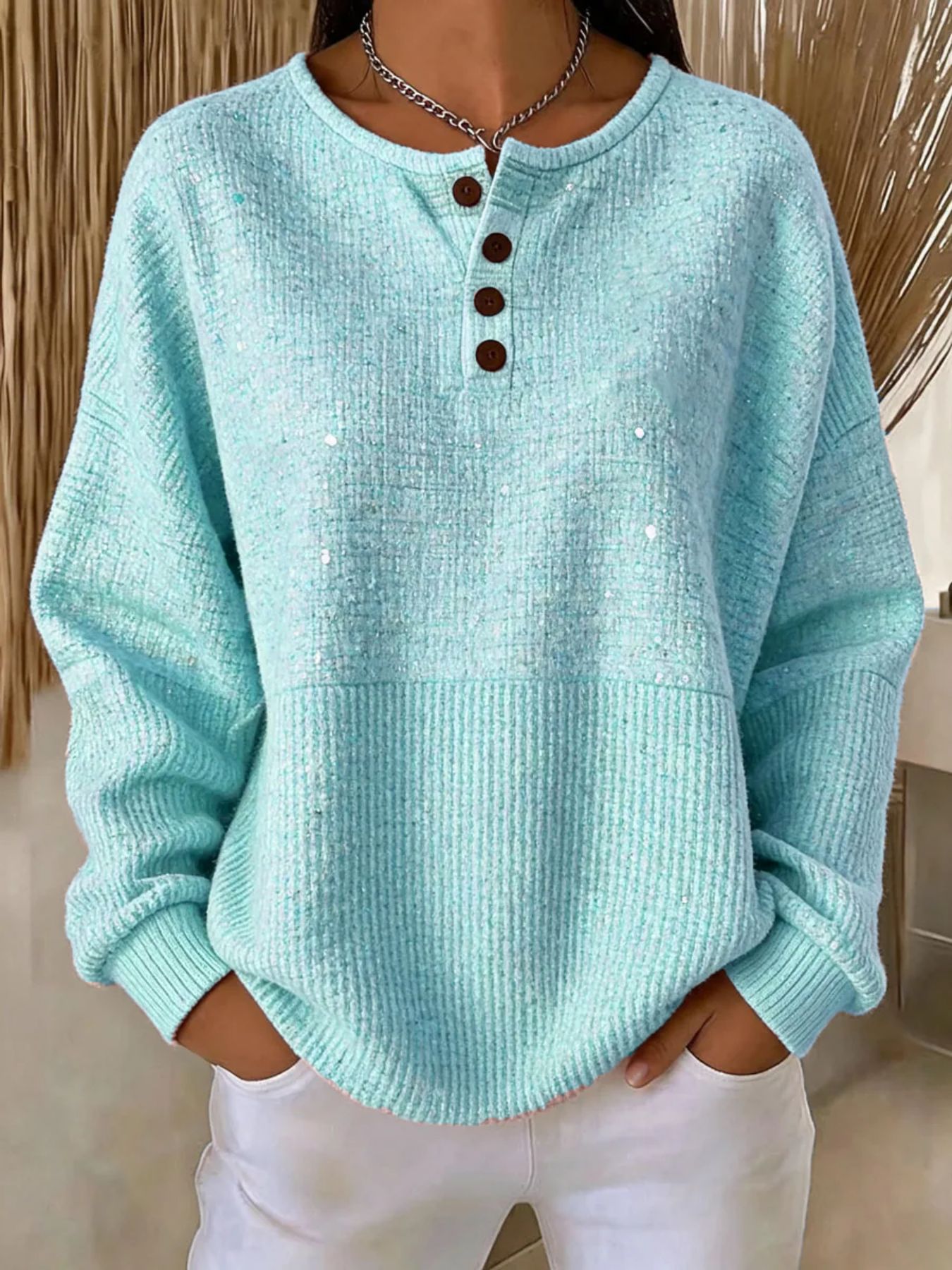 Women's Retro Plaid Print Button Sweatshirt