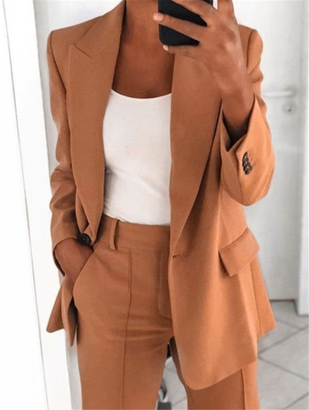 2026 New Cross-Border European & American Fall/Winter Women's Commuter Suit Set – Elegant Long-Sleeve Blazer and Pants Two-Piece Set for Women