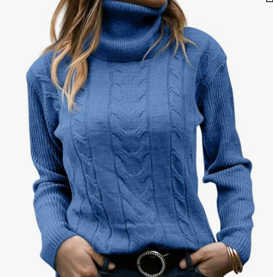 Women's Solid Turtleneck Knit Sweater Long Sleeve Pullover