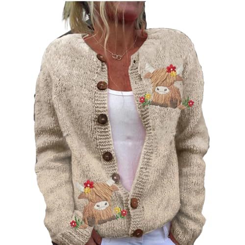 Women's Animal Boho Print Button Cardigan Sweater
