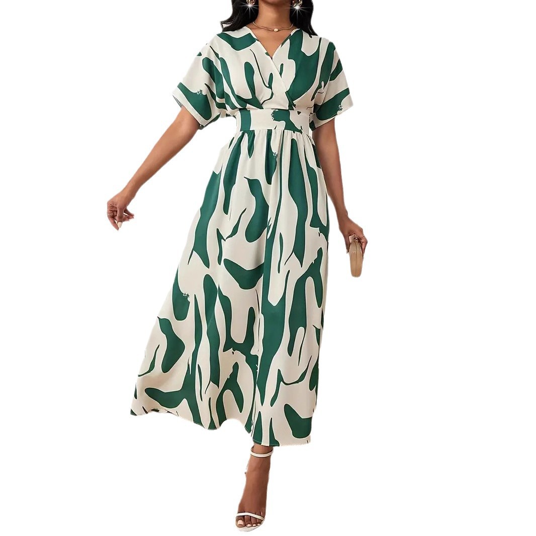 Floral Print High-Waist Long-Sleeve Maxi Dress