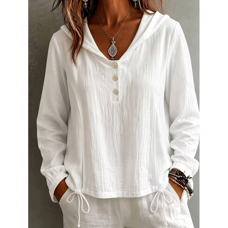 Women's Casual Hooded Long-Sleeve Top Loose Fit