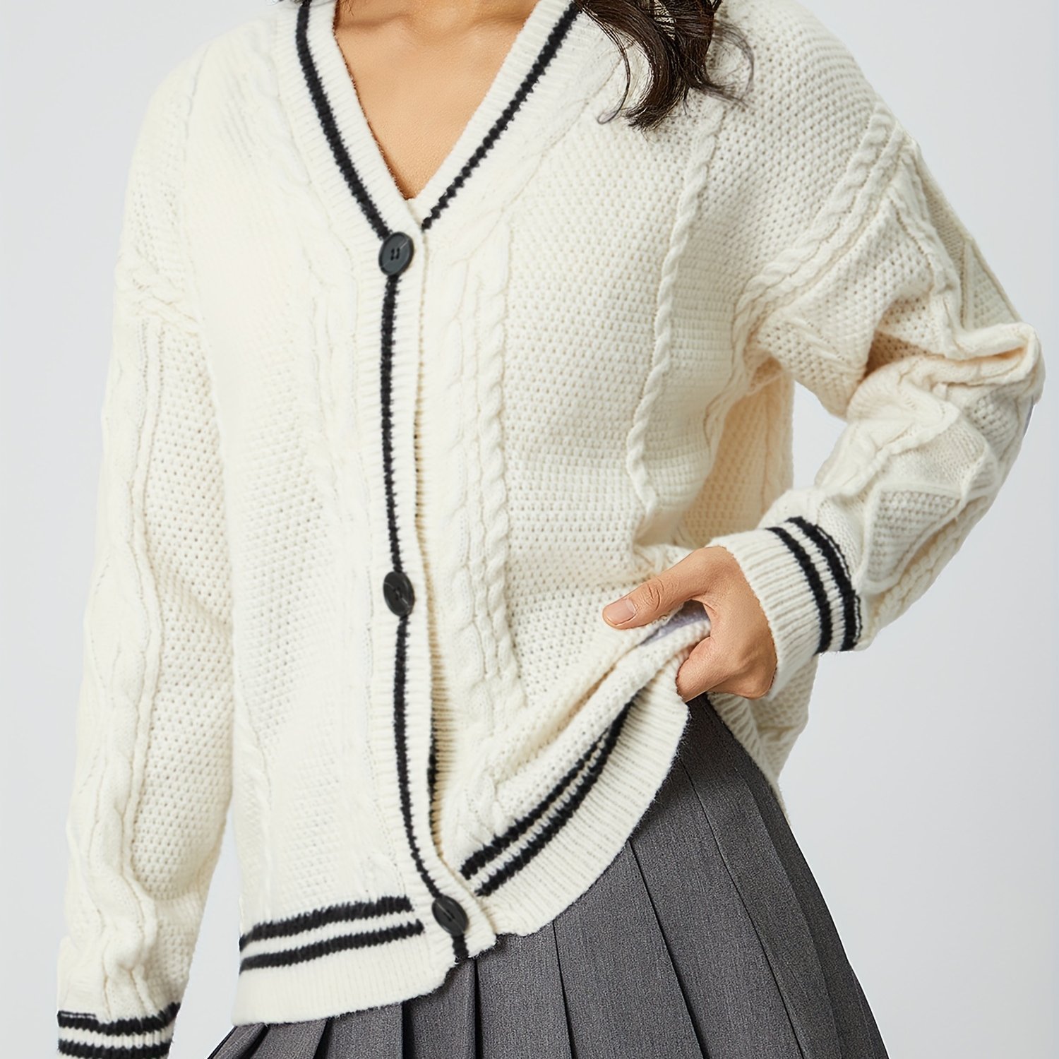 Women's Embroidered Knit Cardigan Loose Casual Sweater Coat