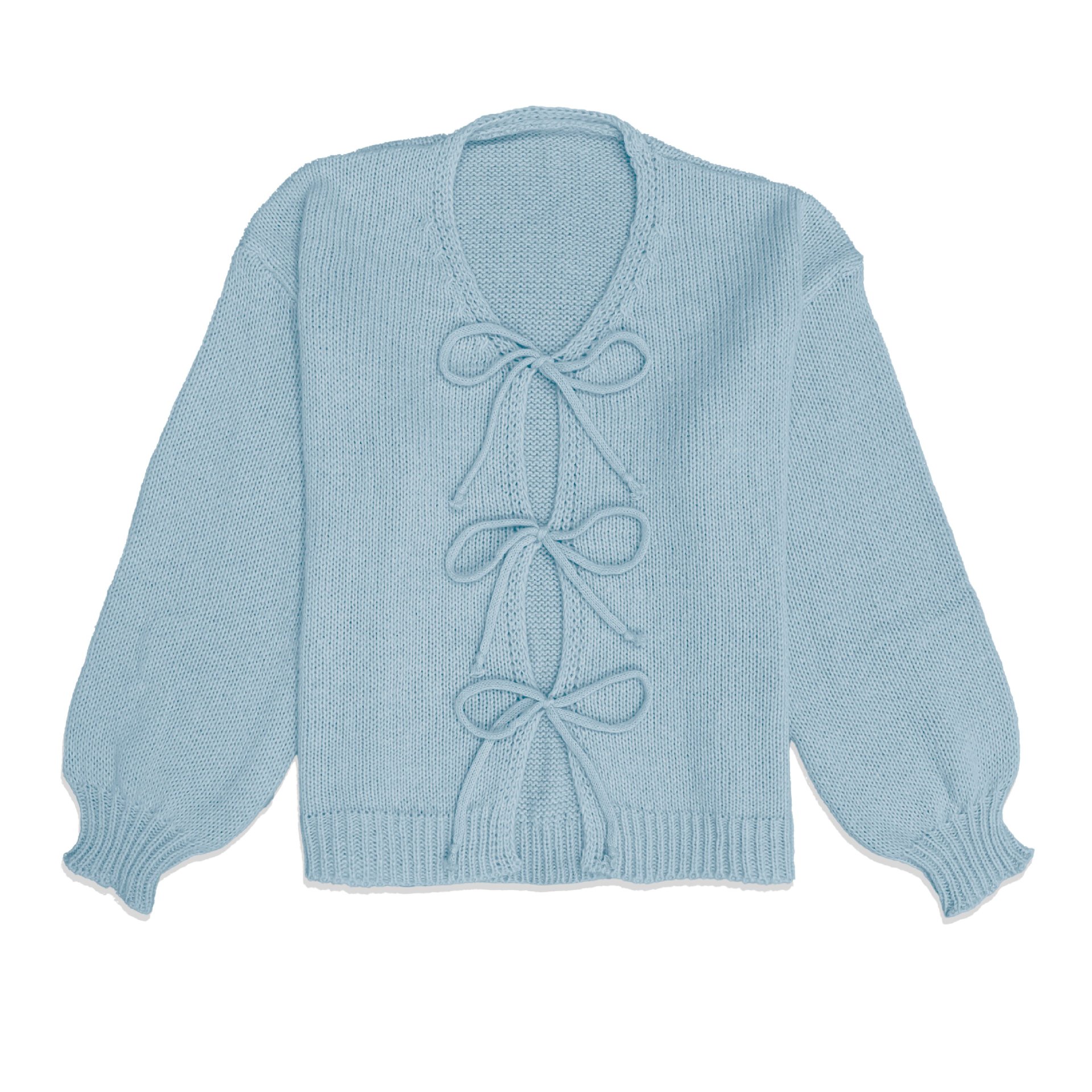 Crewneck Tie-Front Knit Cardigan Sweater