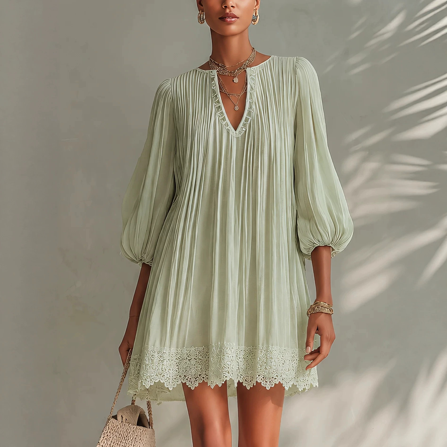 Asymmetric Ruffle Flowy Boho Lace Dress