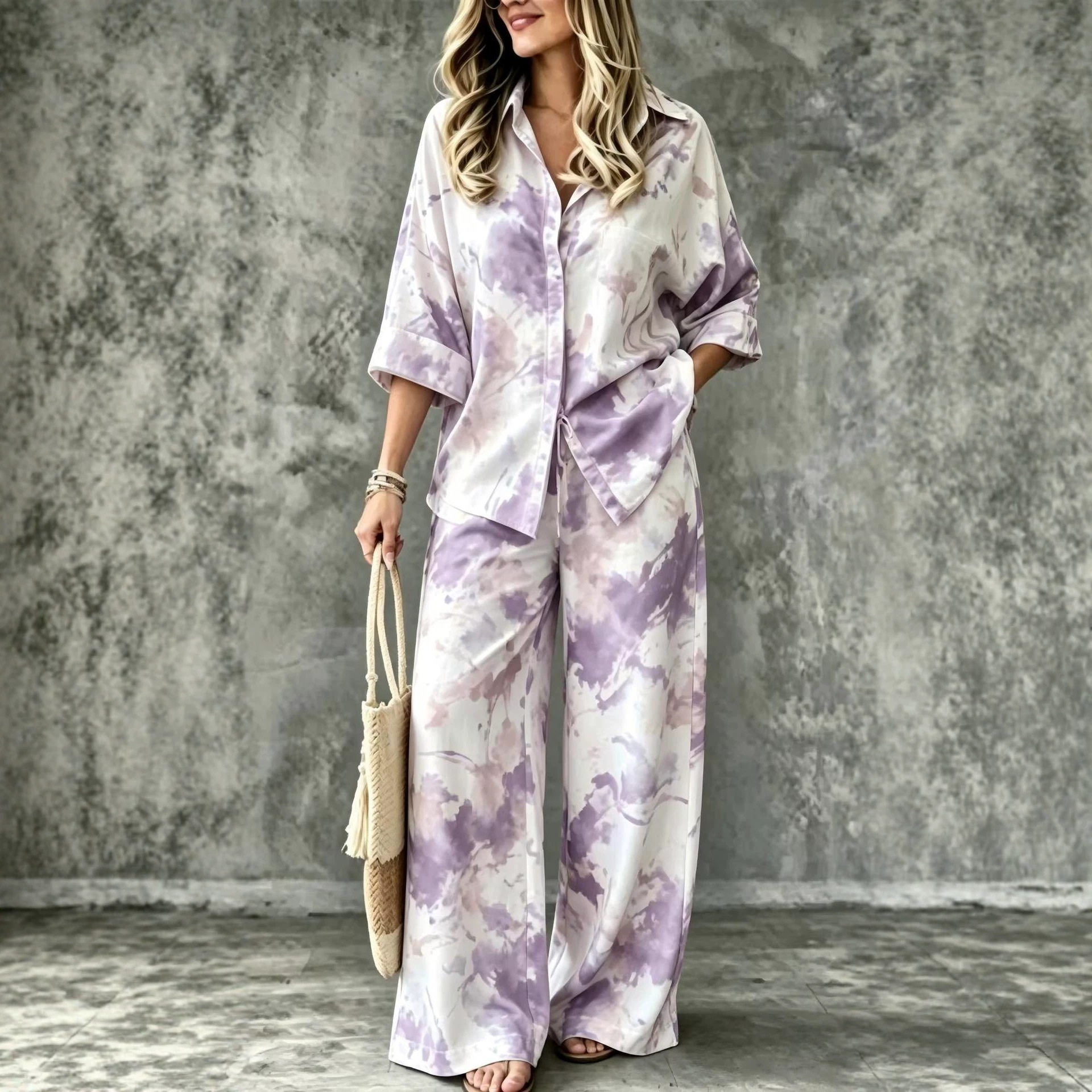 Women's Digital Print Shirt and Pants Set
