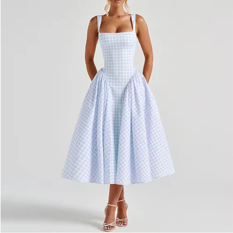 Fresh Sweet Floral Square Neck Spliced Bodycon Dress