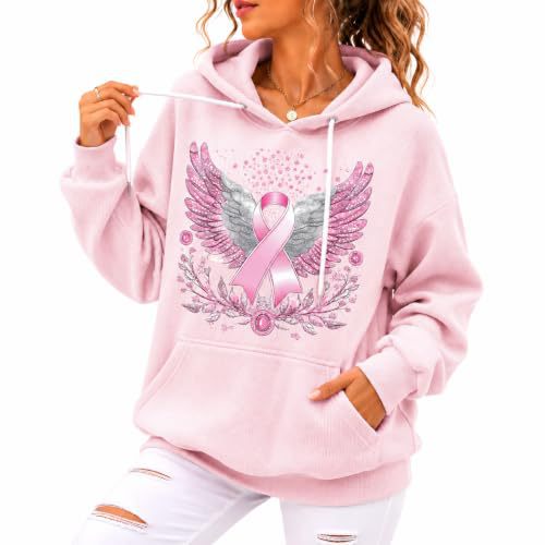 Women's Ribbon Angel Wings Print Casual Hoodie
