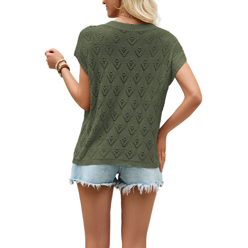 Women's Open Knit Sleeveless Top Crochet Hollow Out Cover-Up
