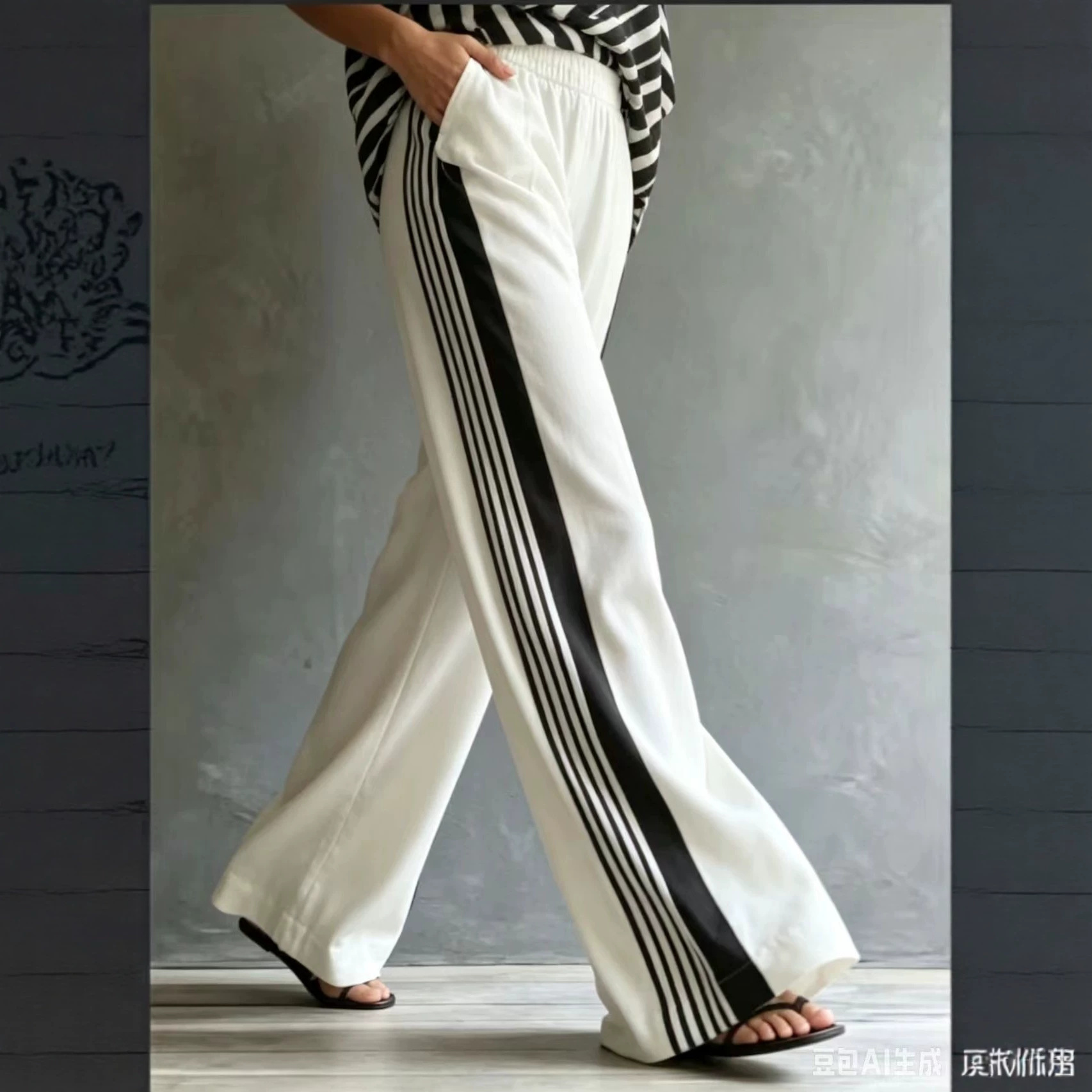 High-Waist Straight-Leg Solid Color Casual Pants