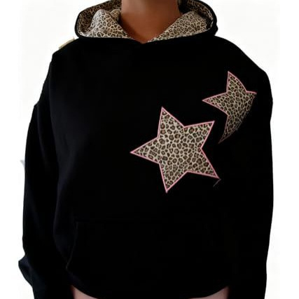 Women's Star Leopard Print Casual Hoodie