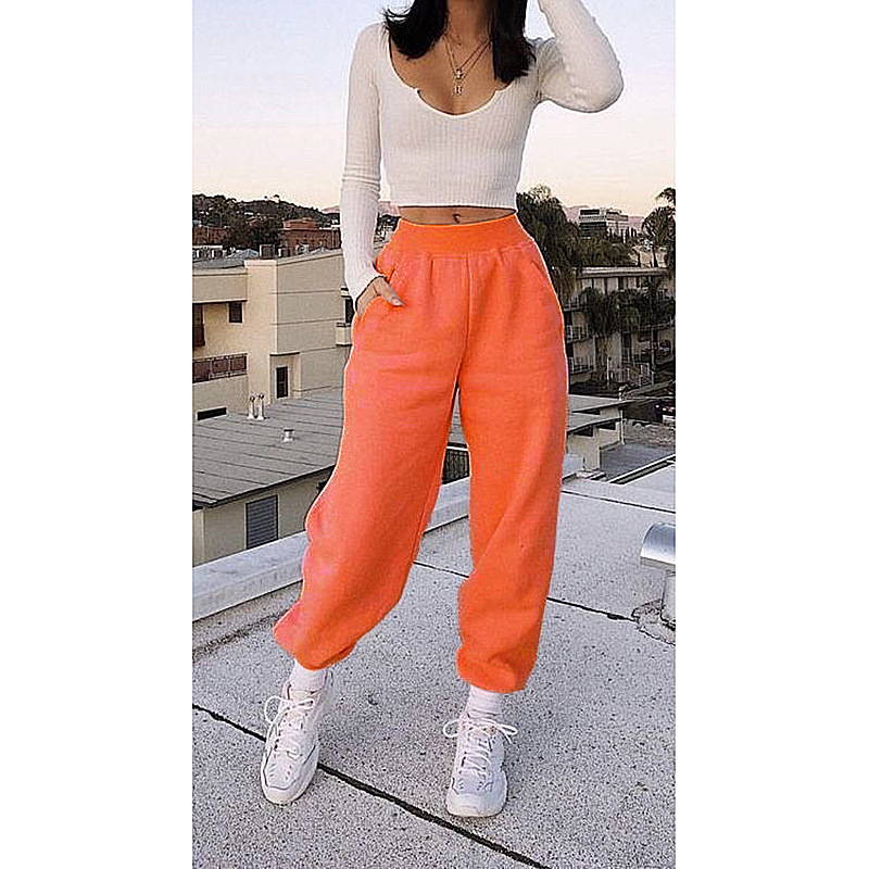 Women's Fleece-Lined Jogger Sweatpants Casual Tapered Fit