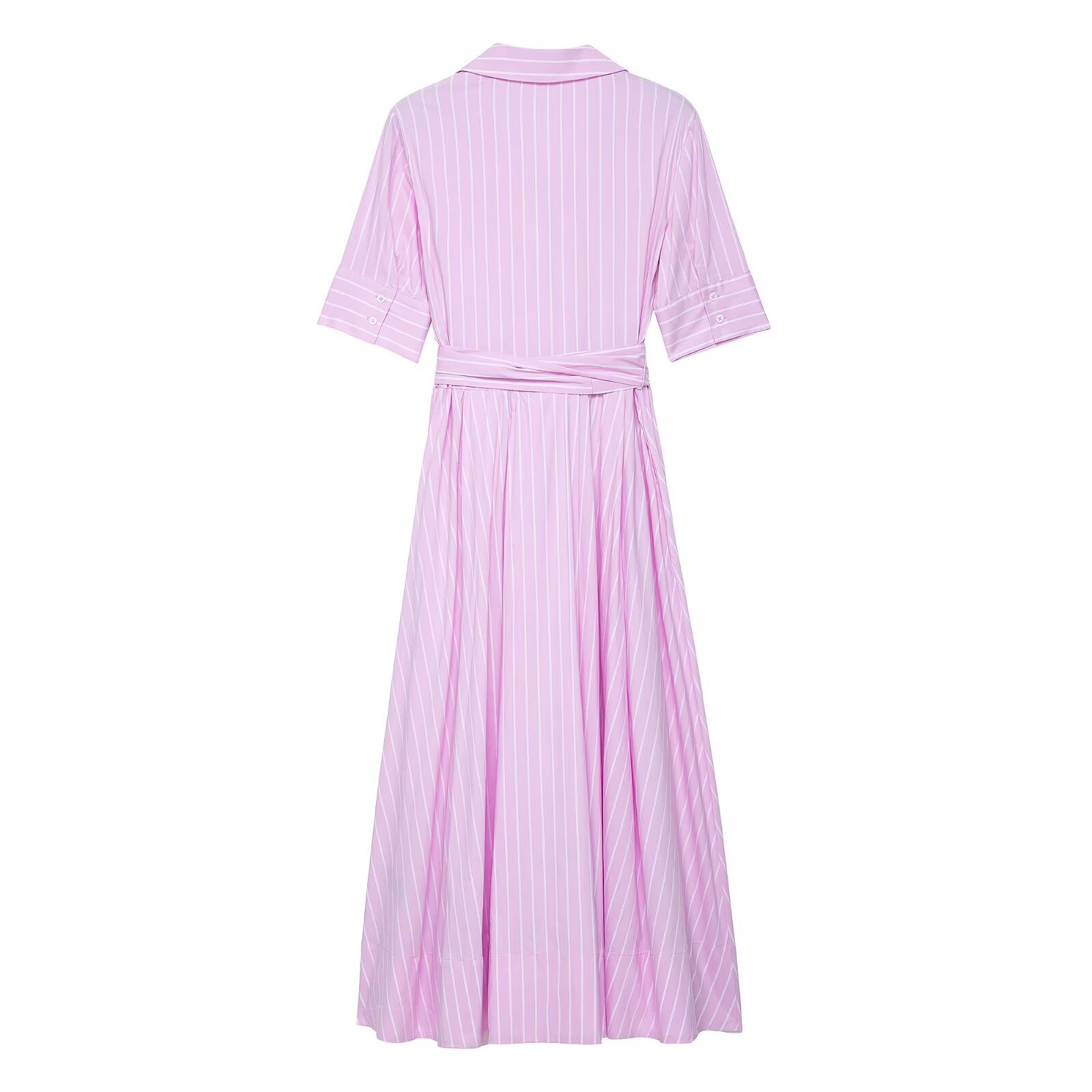 Women's Poplin Shirt Dress Sleeveless Collared Midi