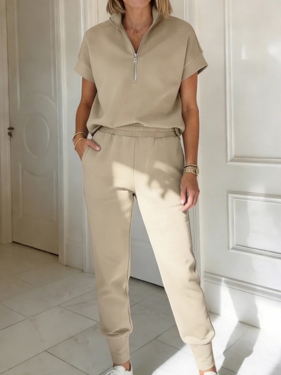 Spring Summer Casual T-Shirt and Pants Two-Piece Set