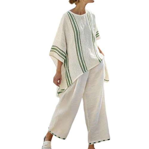 Bohemian Print Crewneck Short Sleeve Top and Pants Casual Set