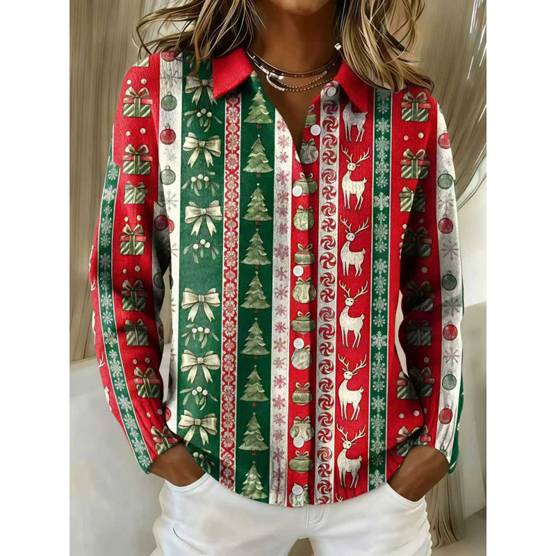 Women's Collared Button-Front Cardigan Sweater, Solid 3D Print Knit, Loose Fit