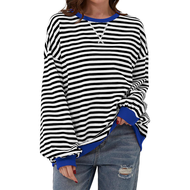 Striped Colorblock Casual T-Shirt Top