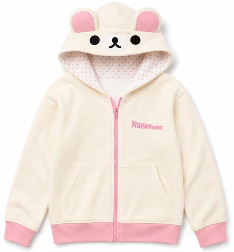 Cute Bear Letter Zip-Up Hoodie Women's