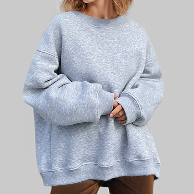 Women's Loose Crewneck Solid Pullover Sweatshirt