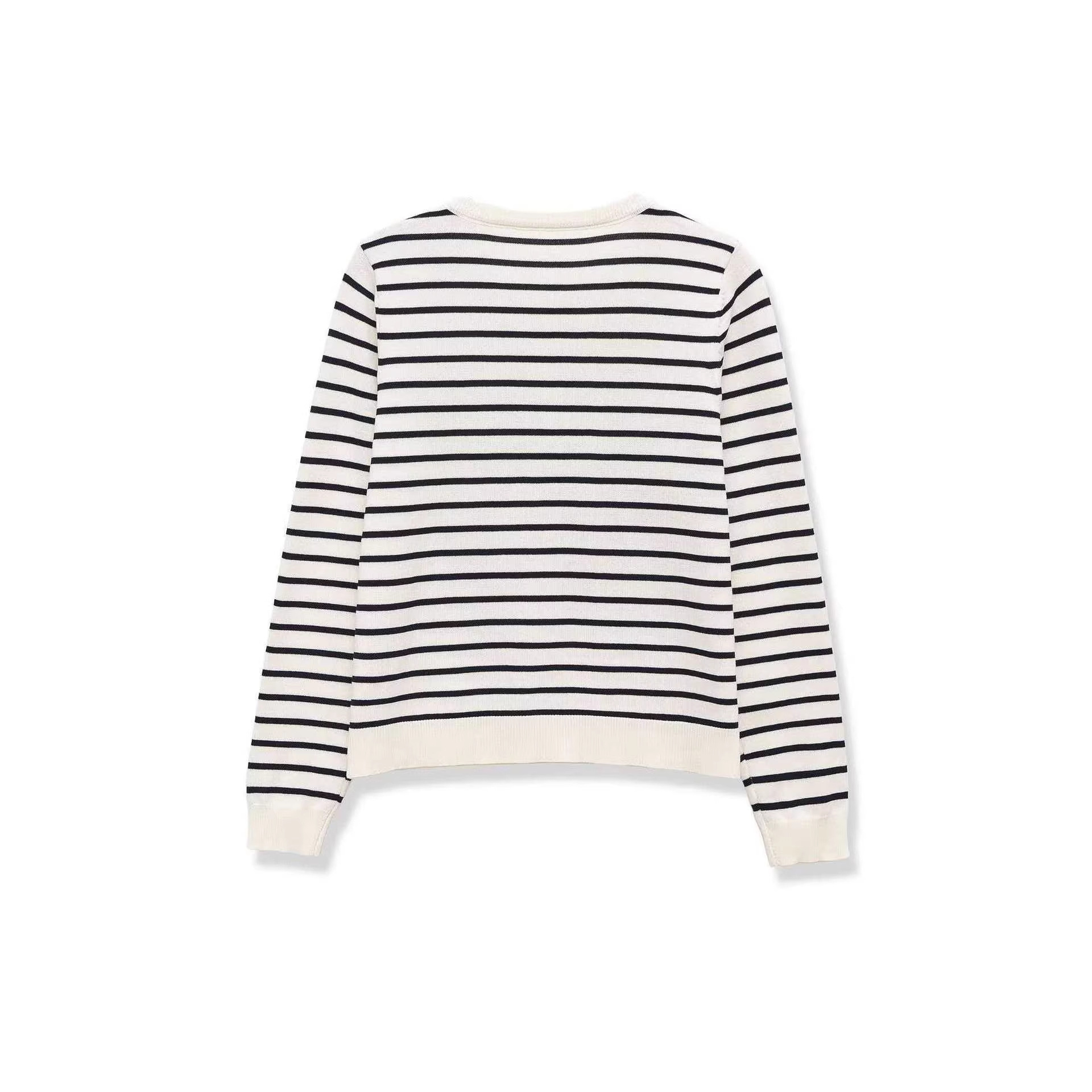 Striped Knit Cardigan Sweater Button Front Long Sleeve