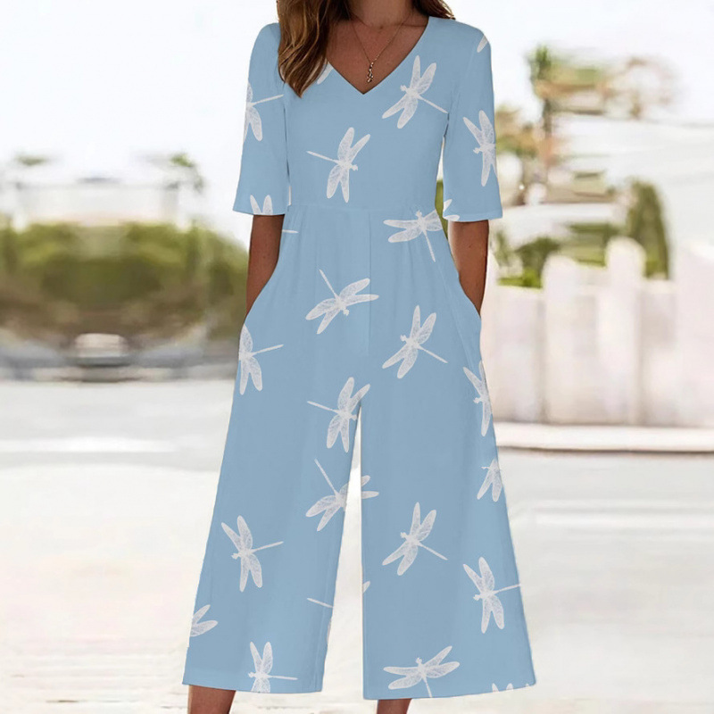 Floral Print Wide-Leg Jumpsuit with Sleeves