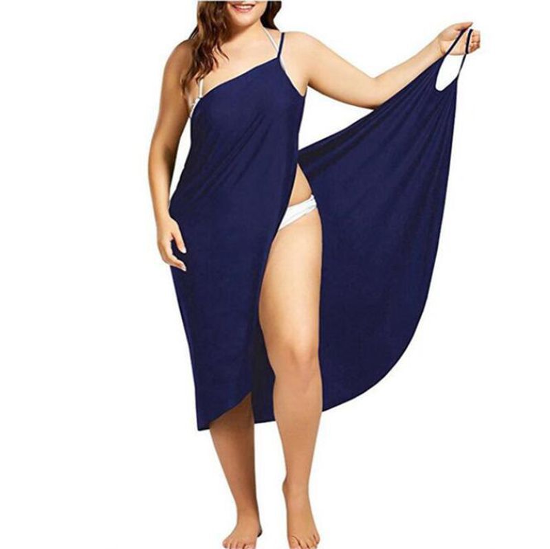 Plus Size Solid Color Sleeveless Cami Beach Dress