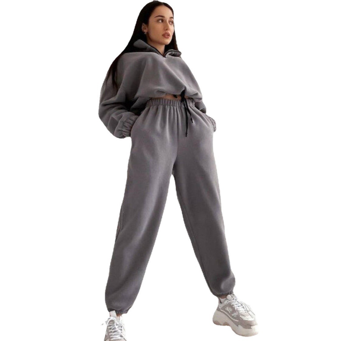 Women's Fleece-Lined Zip-Up Hoodie & Pants Set