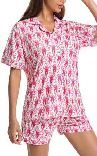Women's Cuban Collar Polka Dot Print Short Sleeve Top Set