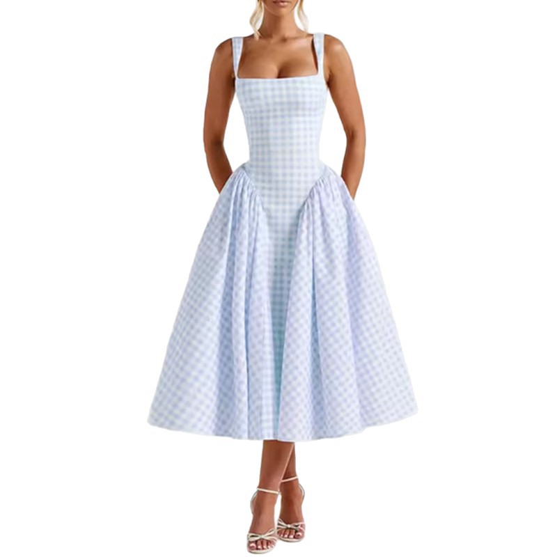 Fresh Sweet Floral Square Neck Spliced Bodycon Dress