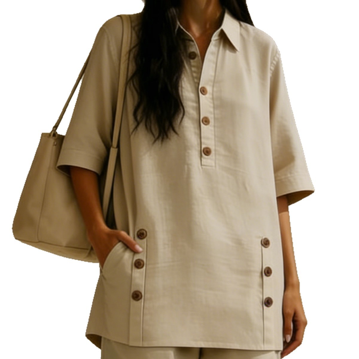 Women's Short Sleeve Shirt and Loose Pants Two-Piece Set