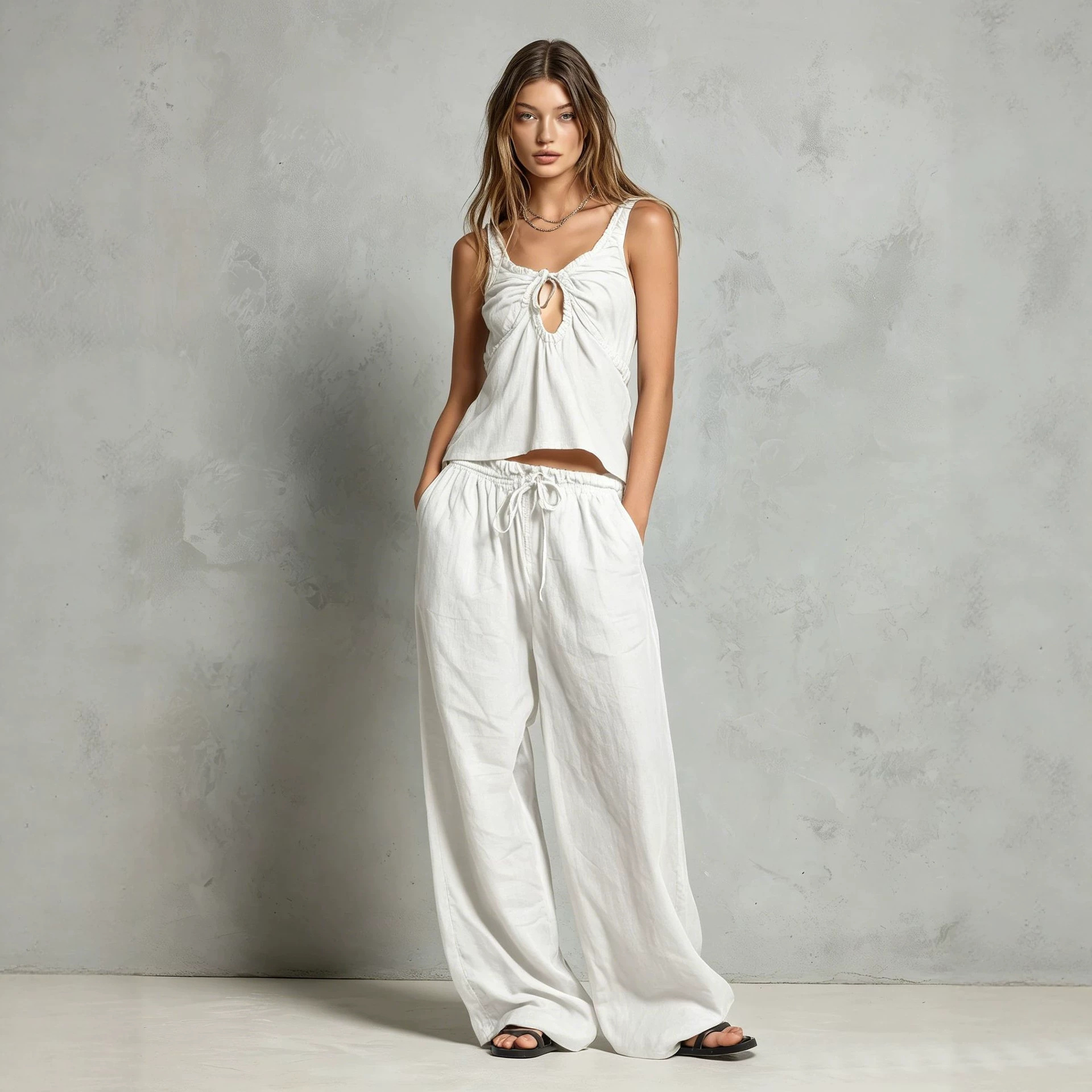 Women's Minimalist Sleeveless Tank Top and Pants Two-Piece Set