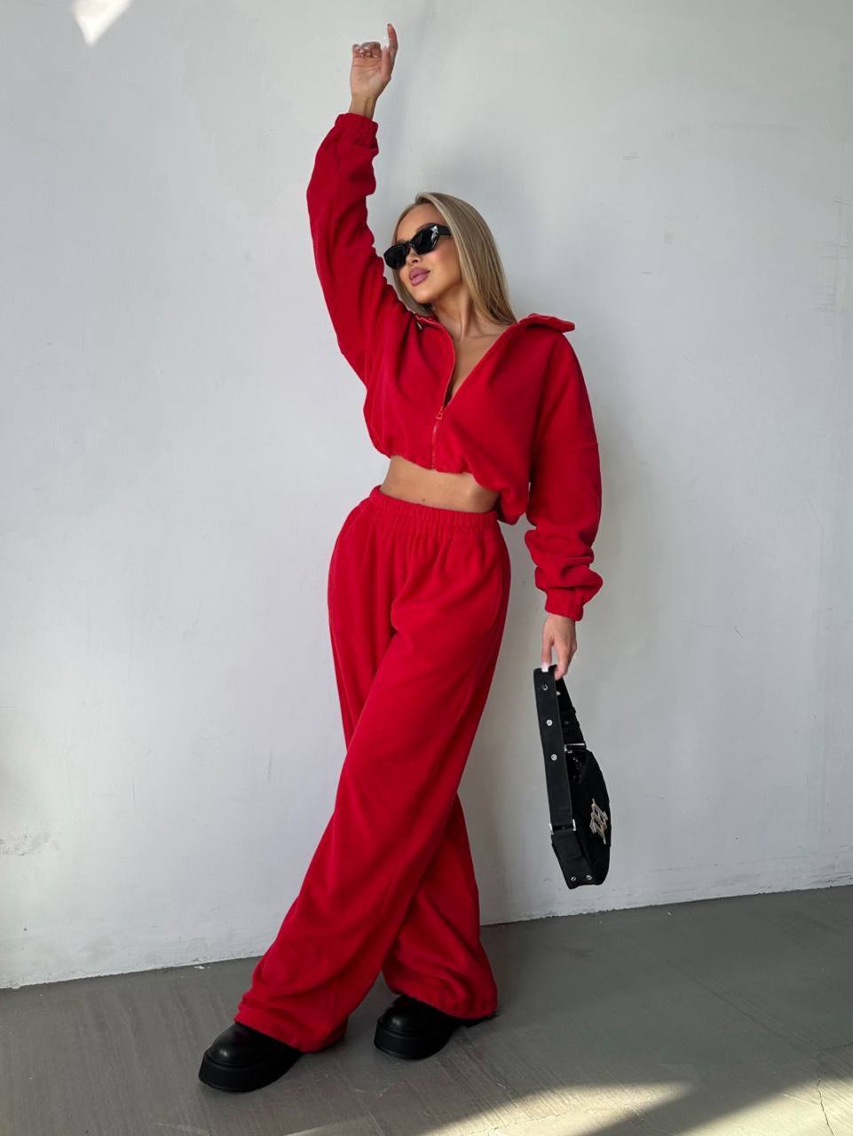 Women's Fleece-Lined Long-Sleeve Sweatsuit Two-Piece Set