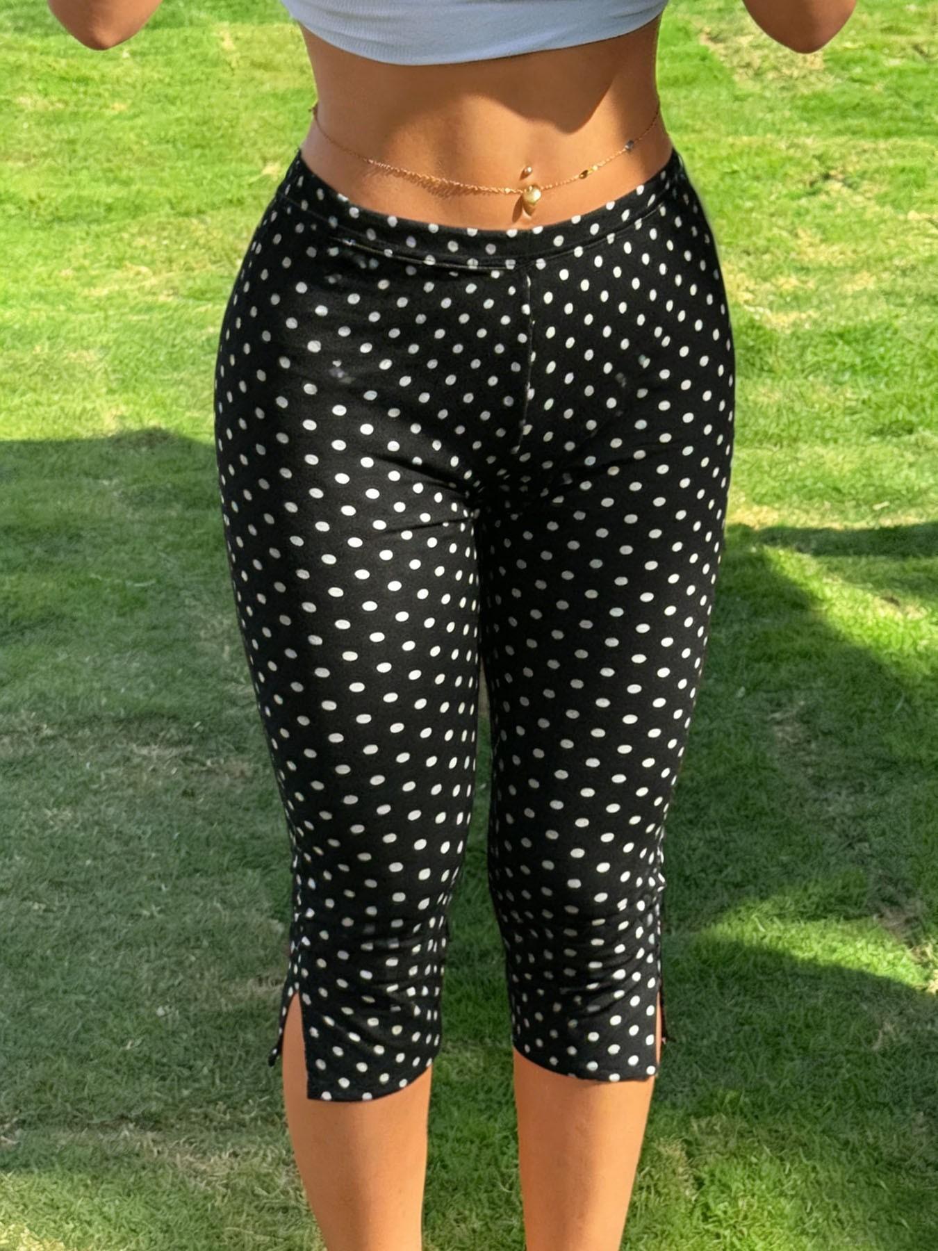 Women's Y2K Slim Fit Capri Pants with Side Slit for Workout and Casual Wear