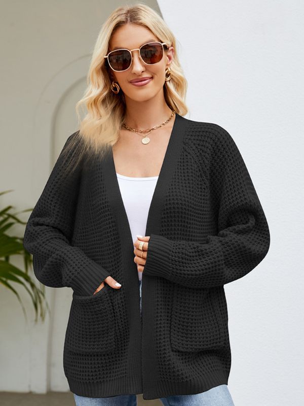 Women's Cozy Knit Cardigan Sweater Coat V-Neck Mid-Length