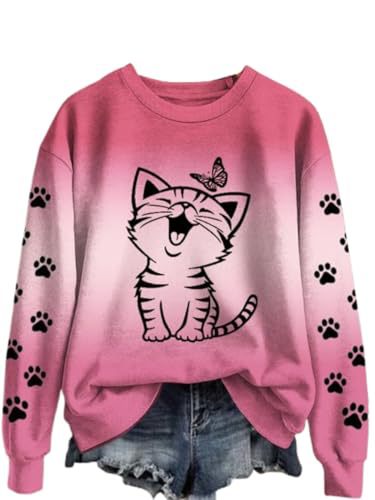 Women's Cute Cat Paw Print Casual Sweatshirt