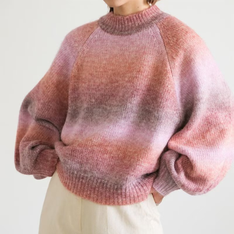 Trendy Color-Block Lazy Style Women's Sweater
