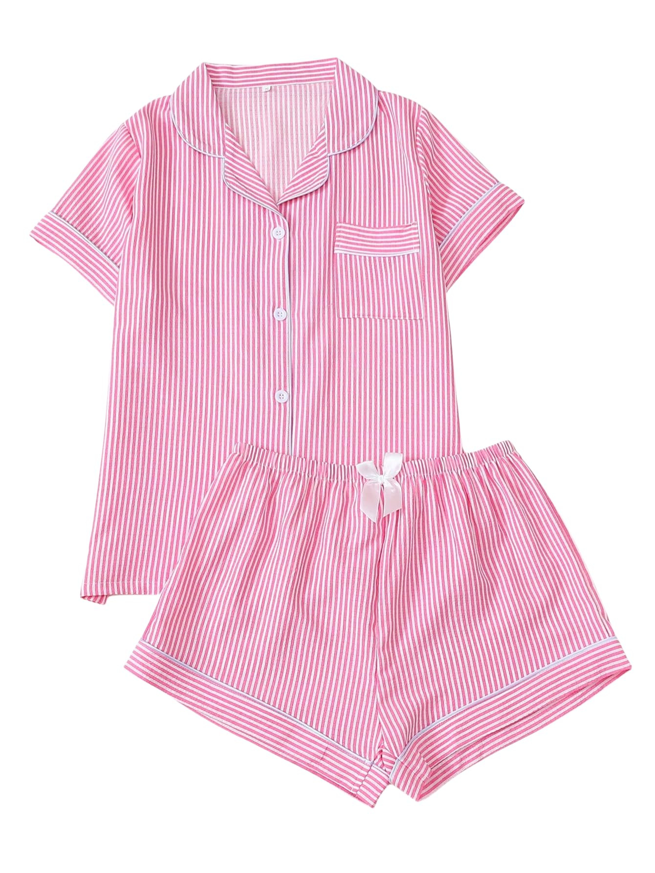 Women's Summer Hawaiian Print Short Sleeve Shirt Set