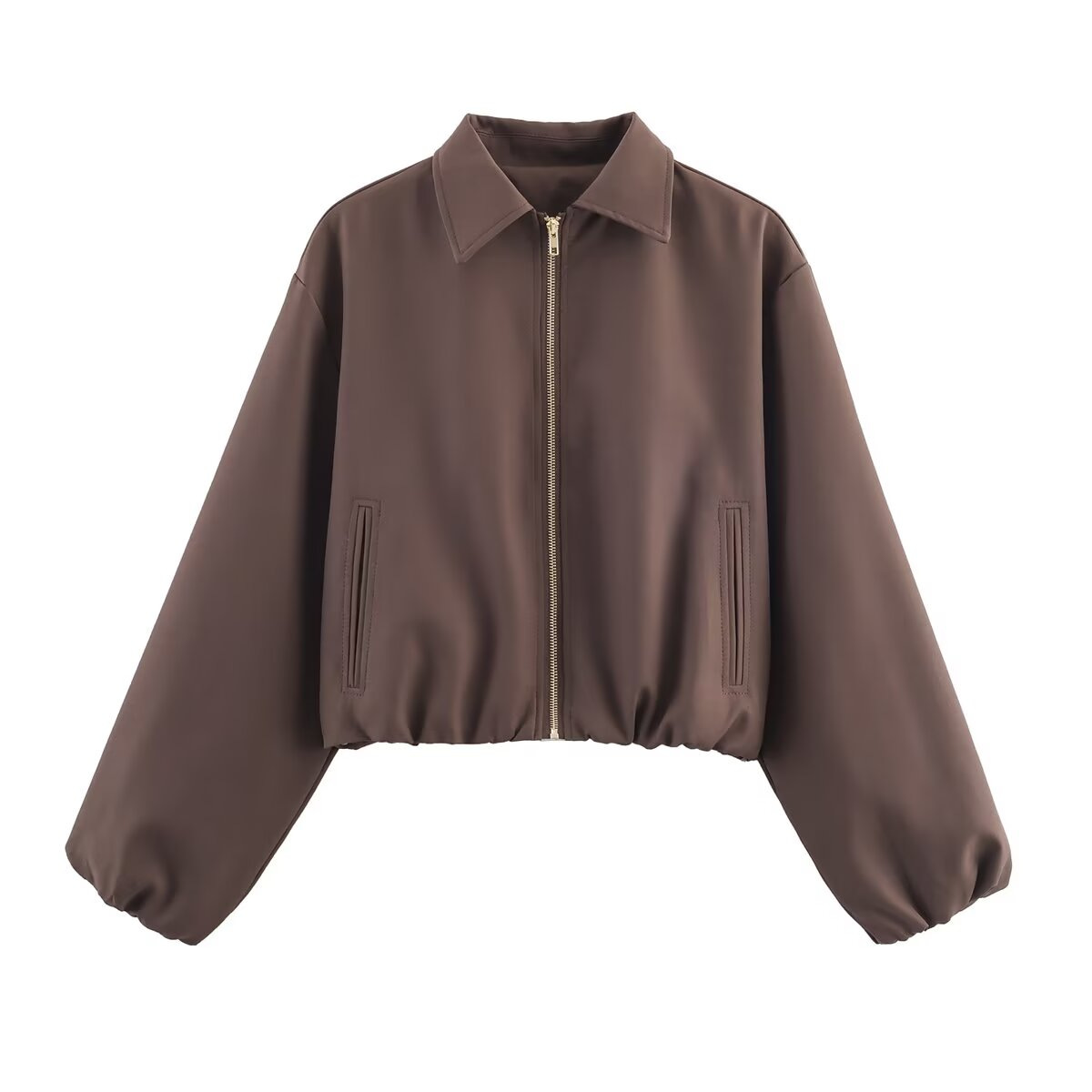 Women's Solid Zip-Up Puffer Jacket