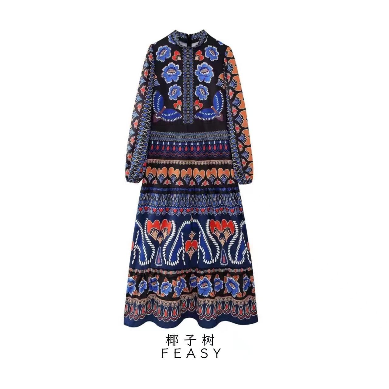 Women's Summer Print Patchwork Tiered Bodycon Dress
