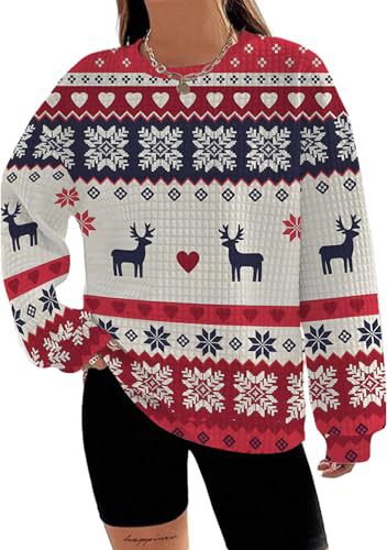 Women's Snowman Reindeer Heart Letter Print Crewneck Sweatshirt