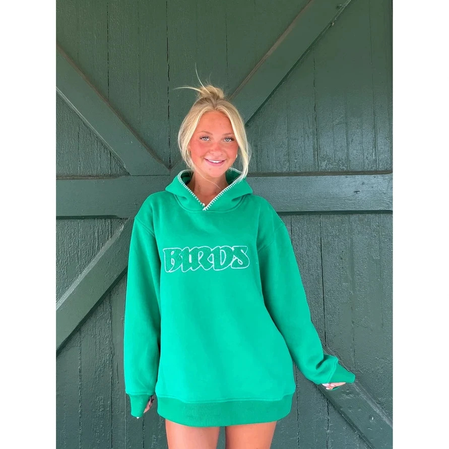 Hooded Casual Embroidered Solid Color Long Sleeve Sweatshirt for Women