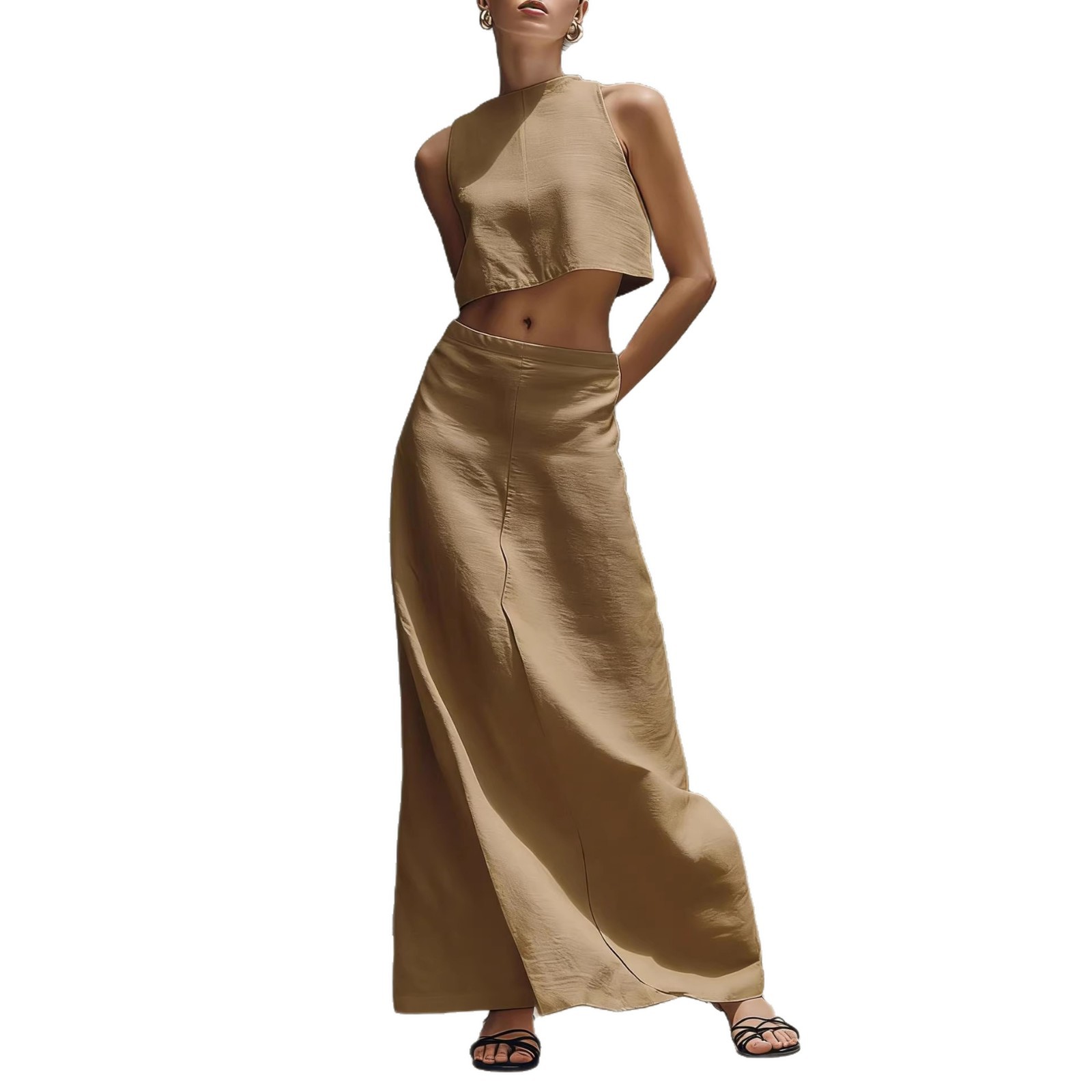 Sleeveless Top and Long Skirt Two-Piece Set