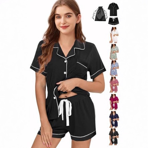 Women's Cuban Collar Short Sleeve Button Set Solid Color