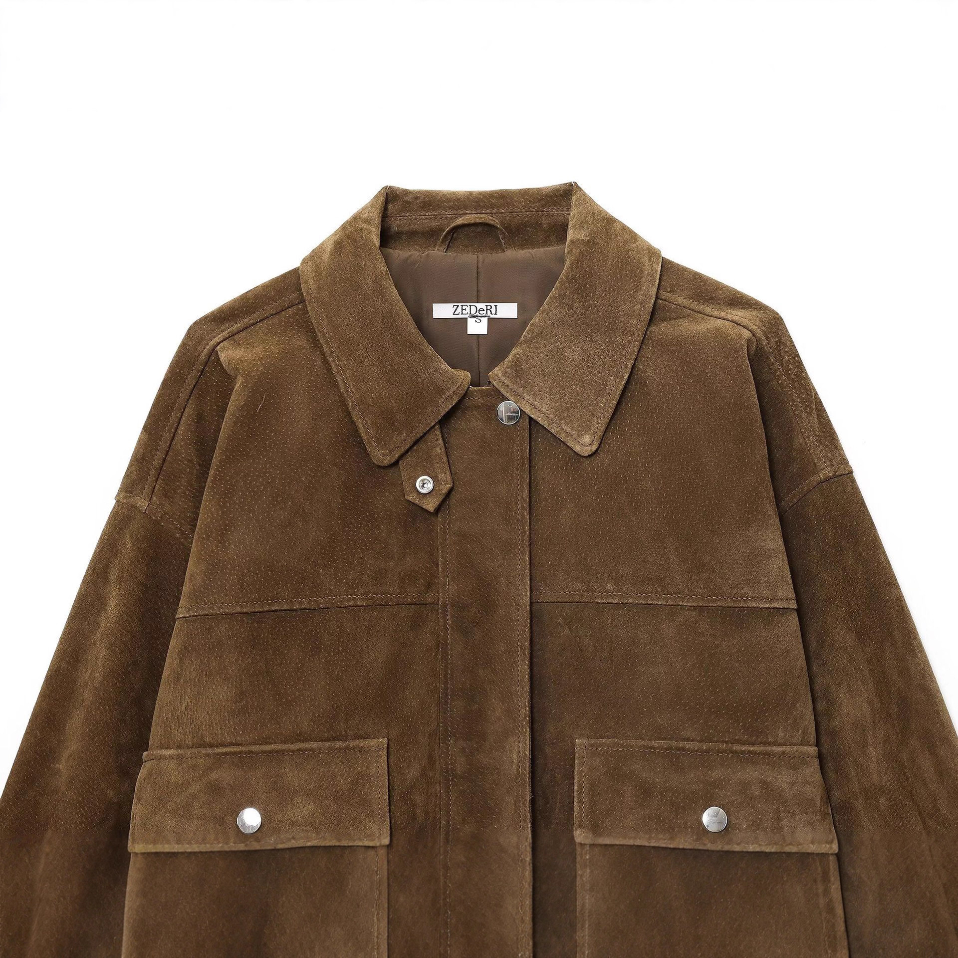 Women's Faux Leather Bomber Jacket Casual Loose Fit