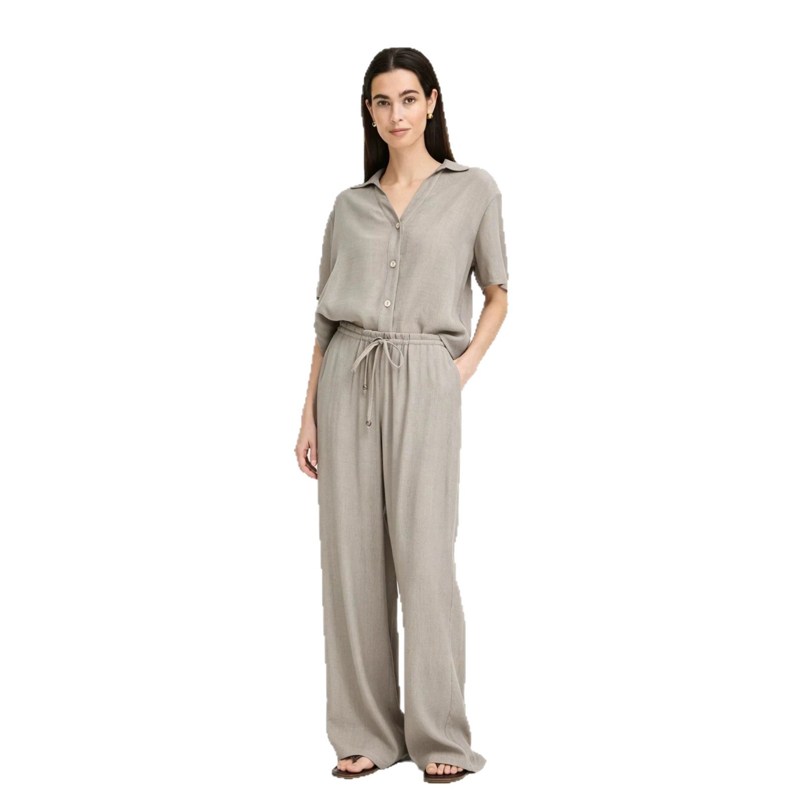 Women's V-Neck Short Sleeve Cardigan Top Set Casual Summer