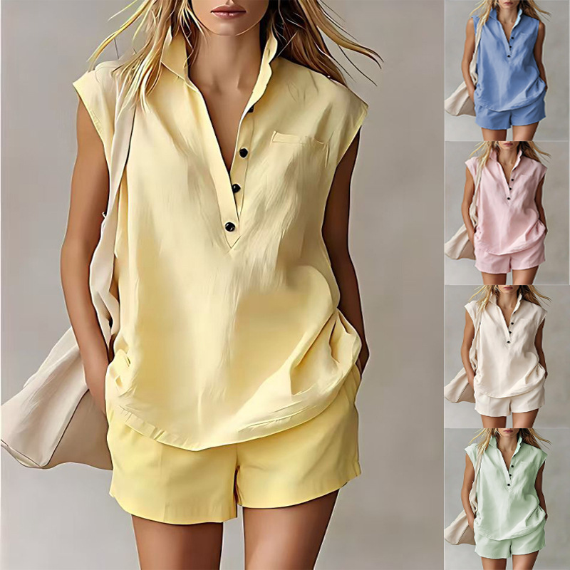 Women's Sleeveless Cropped Casual Two-Piece Set