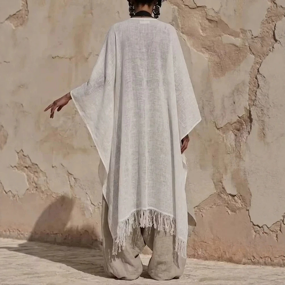 Women's Fringed Cape & Wide-Leg Pants Two-Piece Set