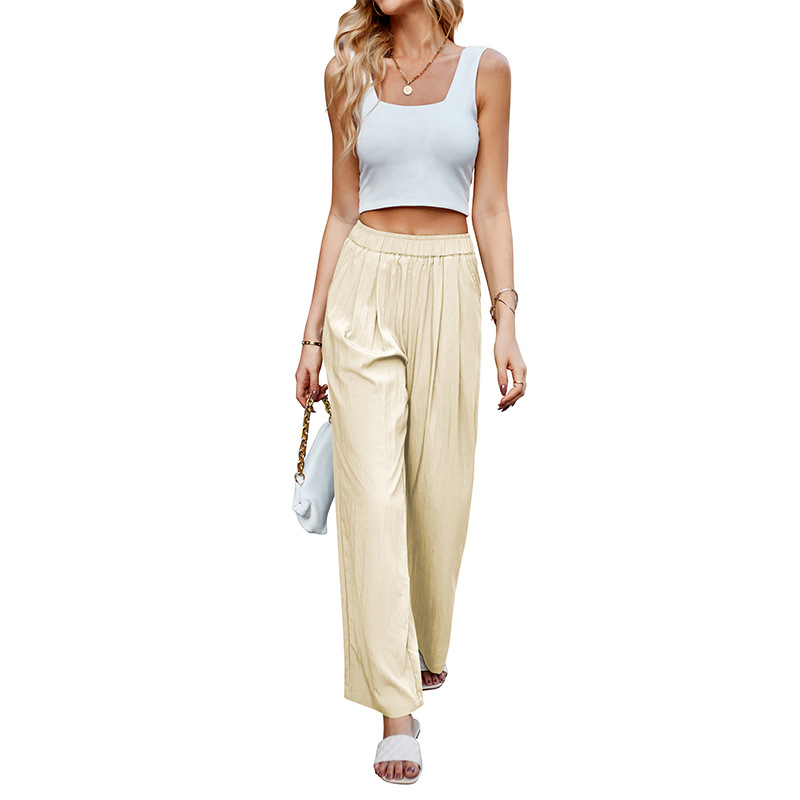 Women's High-Waist Wide-Leg Pleated Pants