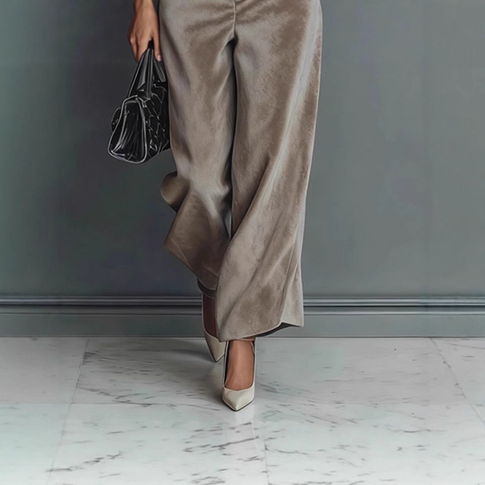 Women's Velvet Tracksuit High Neck Zip Top Wide Leg Pants Set